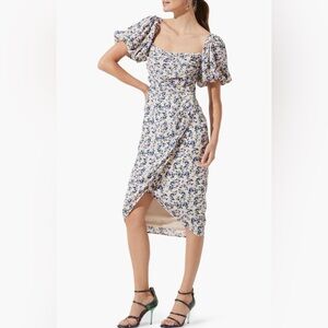 Astr Black and White High Low Sundress with Puff Sleeves